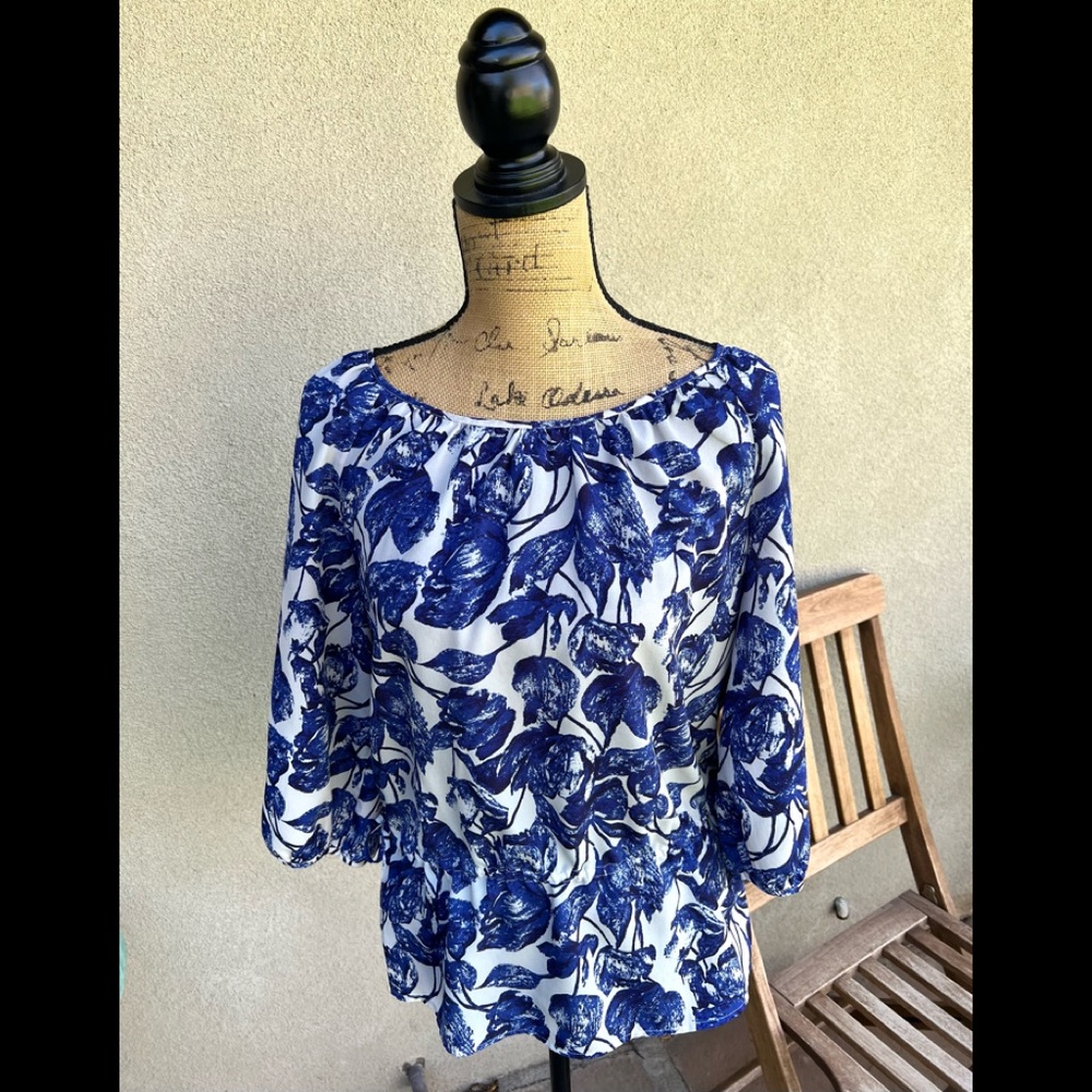 Ann Taylor Floral Tie blouse